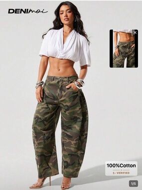 Women's Camouflage Wide-Leg Cotton Pants